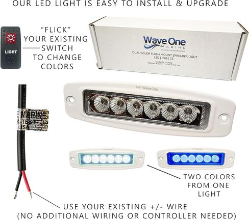 | ضوء موزع LED مزدوج اللون | شعاع الفيضانات على سطح القارب | الأجهزة غير القابل للصدأ | IP68 مقاوم للماء | التجويف العالي | مدخل تيار مستمر 12-24 فولت (أسود) in Kuwait