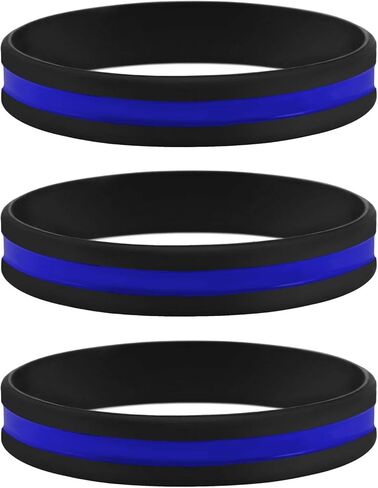 Sainstone Thin Blue Line Bracelet, 3 Pack of Silicone Rubber USA Wristband Band Set - Support Law Enforcement for Policeman's Prayer Gifts Accessories for Police Officers Cops in Saudi Arabia