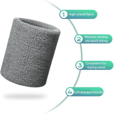 Wristbands Sweatbands for Men & Women, Breathable Tennis Wrist Bands Absorbent Sweat Band Multiuse Wristband for Basketball, Running, Gym, Working Out in Saudi Arabia