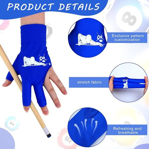 18 Pcs Billiard Pool Glove 3 Fingers Cue Sports Billiard Glove Breathable Universal Billiards Accessories for Women Men Right and Left Hand, Red Black Blue in Saudi Arabia