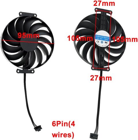 CF1010U12D 95 مم 12 فولت 0.45 أمبير 6 دبوس استبدال مروحة تبريد بطاقة رسومات الألعاب لـ ASUS Phoenix GTX 1650 RTX 3050 3060 مراوح تبريد بطاقة الفيديو in Saudi Arabia