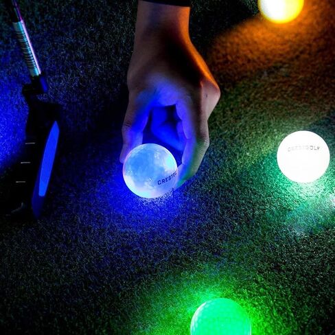Crestgolf 4 Built-in Lights Glow Golf Balls | 300-hr Lighting Time Glow in The Dark Golf Balls | 3-Layer Design Light up Water Resistant LED Night Golf Ball(Multicolor 6pcs&3pcs in Kuwait