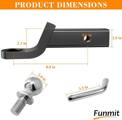 وصلة ربط المقطورة مع كرة مقاس 2 بوصة ومشبك دبوس وصلة، وصلة كرة سحب من الفولاذ الصلب تناسب جهاز استقبال 2 بوصة، 6000 رطل، قطرة 2 بوصة in Kuwait