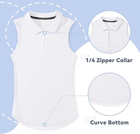 BALEAF Girls' Golf Shirt Sleeveless Tennis Tank Tops 1/4 Zip Kids Athletic Polo Shirts Quick Dry UPF 50+ in Saudi Arabia