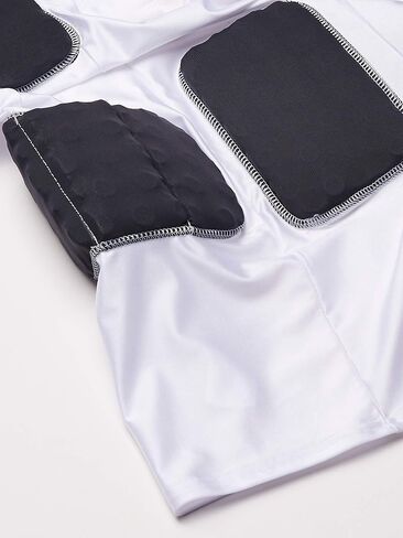 Cramer Lightning 5 Pad Youth Football Shirt with Integrated Rib, Spine and Clavicle Pads, Youth Football Padded Compression Shirt, Rib Protector Shirt, Padded Basketball Shirt, Black, Youth Large in Kuwait