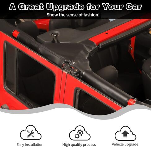 متوافق مع غطاء بطانة Jeep JLU Roll Bar وغطاء جلدي وشريط لف جانبي أمامي مع غطاء قضيب لف الجذع متوافق مع Jeep Wrangler JL 2018-2023 (جلد) in Kuwait