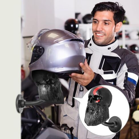 Beeveer 2 Pcs Resin Motorcycle Helmet Holder Removable Skull Helmet Holder Rack Wall Mounted Helmet Hanger Helmet Mount Bike Baseball Rugby Helmet Hooks for Hat Coats Caps Storage Accessories in Saudi Arabia