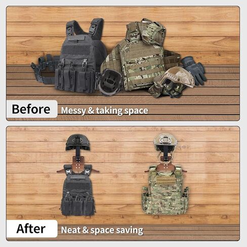 AKSLGT خوذة دراجة نارية رف جدار جبل، حامل خوذة مع السنانير الصلب شماعات الخشب الصلب، متعددة الأغراض التكتيكية والعتاد عرض موقف للدراجات النارية كرة القدم ركوب الدراجات التزلج ملابس الشرطة in Kuwait