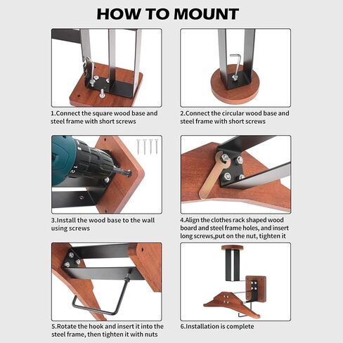 AKSLGT خوذة دراجة نارية رف جدار جبل، حامل خوذة مع السنانير الصلب شماعات الخشب الصلب، متعددة الأغراض التكتيكية والعتاد عرض موقف للدراجات النارية كرة القدم ركوب الدراجات التزلج ملابس الشرطة in Kuwait