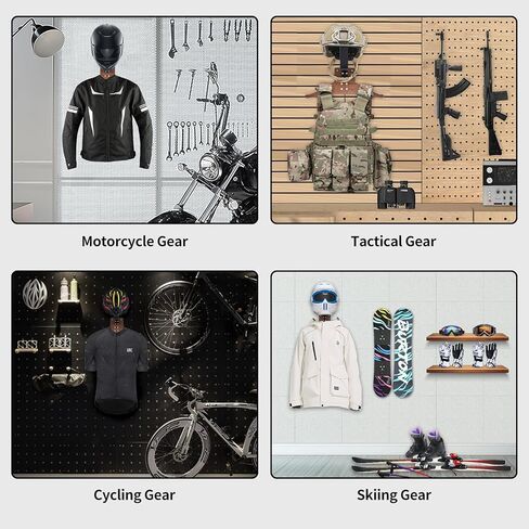 AKSLGT خوذة دراجة نارية رف جدار جبل، حامل خوذة مع السنانير الصلب شماعات الخشب الصلب، متعددة الأغراض التكتيكية والعتاد عرض موقف للدراجات النارية كرة القدم ركوب الدراجات التزلج ملابس الشرطة in Kuwait