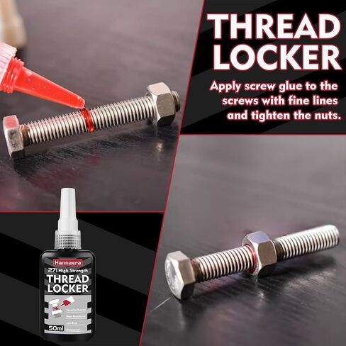High Strength Thread Locker 271, Lock & Seal Nuts, Bolts, Fasteners and Metals, Red Threadlocker Against Losening and Leakage(50ml) in Kuwait