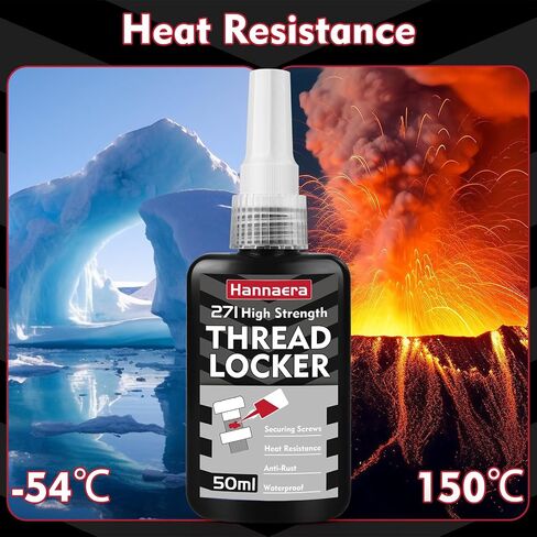 High Strength Thread Locker 271, Lock & Seal Nuts, Bolts, Fasteners and Metals, Red Threadlocker Against Losening and Leakage(50ml) in Kuwait