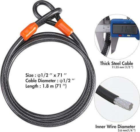 قفل على شكل حرف U للدراجة من ValueMax مع كابل، قفل على شكل حرف U للدراجة شديد التحمل، وقيد 16 مم وكابل أمان بطول 6 أقدام مع دعامة تثبيت قوية ومفاتيح للدراجات in Kuwait