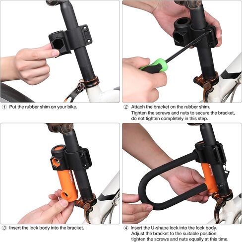 قفل على شكل حرف U للدراجة من ValueMax مع كابل، قفل على شكل حرف U للدراجة شديد التحمل، وقيد 16 مم وكابل أمان بطول 6 أقدام مع دعامة تثبيت قوية ومفاتيح للدراجات in Kuwait