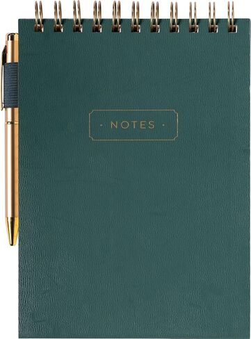 WORLD TRAVELER Eccolo Lined Top Spiral Notebook, Flexi-Cover Steno Pad with Pen Included (240 Perforated Pages), A5 Notepad Ideal for Note Taking in School, College or Work in Kuwait