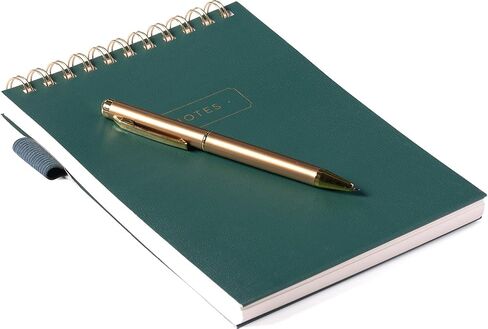 WORLD TRAVELER Eccolo Lined Top Spiral Notebook, Flexi-Cover Steno Pad with Pen Included (240 Perforated Pages), A5 Notepad Ideal for Note Taking in School, College or Work in Kuwait