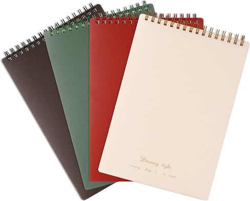 دفاتر ملاحظات حلزونية من ستينو، دفاتر ملاحظات سلكية، غطاء بولي بروبلين ملون مقاوم للرطوبة، 5.4 بوصة × 8.5 بوصة، 4 وسادات/حزمة، 80 ورقة/وسادة (خط) in Kuwait