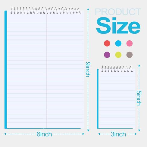 36 قطعة من وسادات ستينو الحلزونية ومجموعة دفتر الجيب مقاس 6 × 9 بوصة دفتر ملاحظات ستينو للكتابة 3 × 5 بوصة دفاتر ملاحظات صغيرة 75 ورقة مبطنة وسادات ملاحظات حلزونية للمكتب وإكسسوارات المنزل والمدرسة in Kuwait
