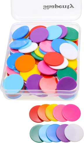 Shapenty 10 Colors Small Plastic Learning Counters Disks Chip Counting Discs Markers for Math Practice and Poker Chips Game Tokens with Storage Box, 25mm/1 Inch,120PCS in Saudi Arabia