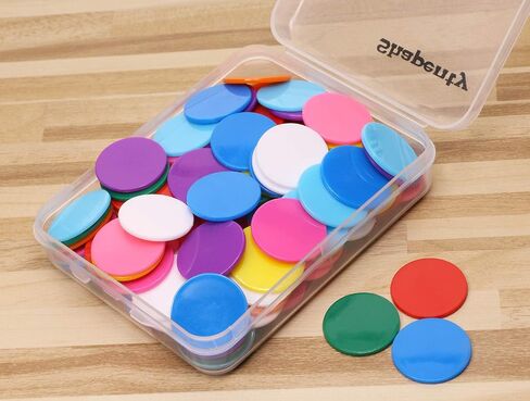 Shapenty 10 Colors Small Plastic Learning Counters Disks Chip Counting Discs Markers for Math Practice and Poker Chips Game Tokens with Storage Box, 25mm/1 Inch,120PCS in Saudi Arabia