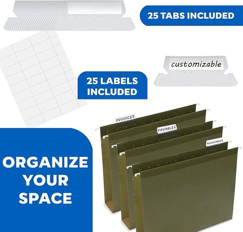 Expandable Hanging File Folder, 25 Pack, Hanging File Folders Letter Size, File Cabinet Folders, Filing Folders, Expandable File Folder, Heavy Duty 2 Inch Green Filing Cabinet Folders in Kuwait