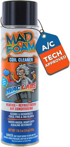 Crazy Foam AC Coil Cleaner for AC Unit Foaming - HVAC Condenser Coil Cleaner - Evaporator No Rinse or Rinse with Water, Heating & Refrigeration - Break down Grease Oil Dust Dirt (1) in Saudi Arabia