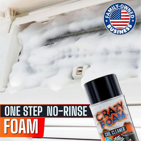 Crazy Foam AC Coil Cleaner for AC Unit Foaming - HVAC Condenser Coil Cleaner - Evaporator No Rinse or Rinse with Water, Heating & Refrigeration - Break down Grease Oil Dust Dirt (1) in Saudi Arabia