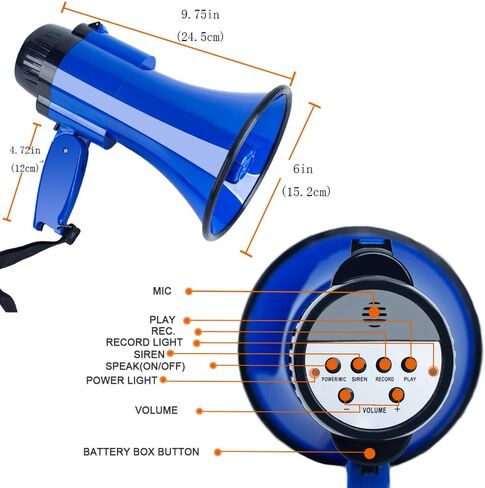 30 Watt Power Portable Megaphone Bullhorn Speaker Voice, Siren/Alarm and 240S Recording with Volume Control and Strap in Saudi Arabia