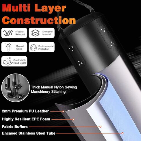 كيس ملاكمة بطول 4 أقدام للبالغين، مجموعة أكياس ملاكمة معلقة من البولي يوريثان غير مملوءة، حقيبة ملاكمة ثقيلة مع قفازات 12 أونصة لتدريب فنون القتال المختلطة كيك بوكسينغ والكاراتيه والملاكمة التايلاندية في صالة الألعاب الرياضية المنزلية in Kuwait