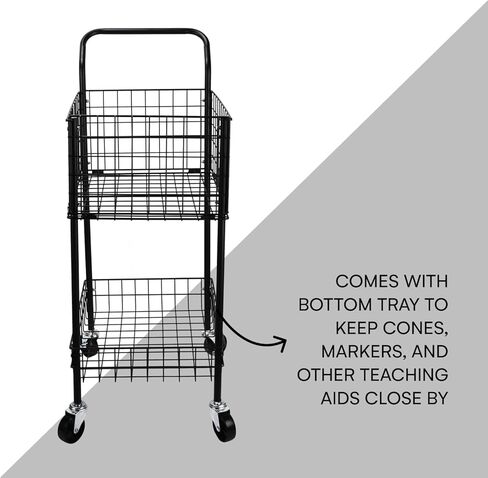 عربة تعليم التنس Effekt Manufaktur - قفص كرة التنس - سلة قادوس كرة التنس - سلة حامل كرة التنس المحمولة - سلة عربة التدريب ذات العجلات - قادوس تخزين الكرة in Kuwait
