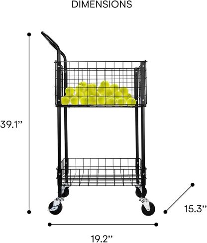 عربة تعليم التنس Effekt Manufaktur - قفص كرة التنس - سلة قادوس كرة التنس - سلة حامل كرة التنس المحمولة - سلة عربة التدريب ذات العجلات - قادوس تخزين الكرة in Kuwait