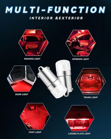 Keiurot 1895 Bulb 1893 Led Bulb 1815 1816 53 57 Bulb BA9S Led Bulb for Indicator Lights Car Dome Map Trunk License Plate Courtesy Step Light White DC/AC 12V, 10-Pack in Saudi Arabia