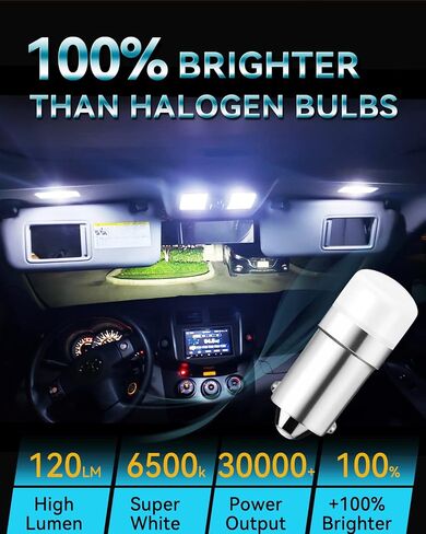 Keiurot 1895 Bulb 1893 Led Bulb 1815 1816 53 57 Bulb BA9S Led Bulb for Indicator Lights Car Dome Map Trunk License Plate Courtesy Step Light White DC/AC 12V, 10-Pack in Saudi Arabia