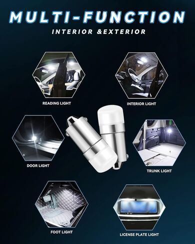 Keiurot 1895 Bulb 1893 Led Bulb 1815 1816 53 57 Bulb BA9S Led Bulb for Indicator Lights Car Dome Map Trunk License Plate Courtesy Step Light White DC/AC 12V, 10-Pack in Saudi Arabia