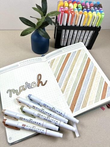 Neutral Palette Set, Includes 8 Mildliner Highlighters and 2 ClickArt Markers, Assorted Neutral Vintage Ink Colors, 10-Pack (78601) in Saudi Arabia