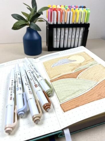 Neutral Palette Set, Includes 8 Mildliner Highlighters and 2 ClickArt Markers, Assorted Neutral Vintage Ink Colors, 10-Pack (78601) in Saudi Arabia