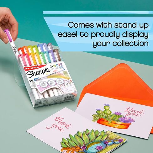 Sharpie S-Note Duo Dual-Ended Creative Marker Set, Part Highlighter Marker, Part Art Marker, Assorted Colors, Fine and Chisel Tip Marker, Includes Stand-up Easel, 16 Count in Saudi Arabia