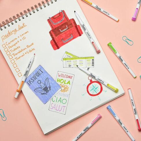 Sharpie S-Note Duo Dual-Ended Creative Marker Set, Part Highlighter Marker, Part Art Marker, Assorted Colors, Fine and Chisel Tip Marker, Includes Stand-up Easel, 16 Count in Saudi Arabia