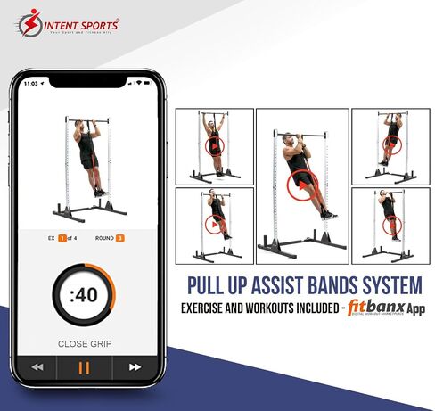 INTENT SPORTS Pull Up Assist Bands - Assistance and Resistance Bands for Pull-Up, Fitness, Body Stretching, Chin Up, Weightlifting, Powerlifting, Heavy Duty, Exercise Videos, eBook (Patented) in Saudi Arabia