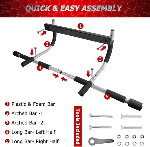 Pull Up Bar for Doorway, No Screws Portable Chin Up Bar Doorway, Strength Training Door Frame Pull-up Bars, Hanging Bar for Exercise, Door Workout Bar with Foam Grips, Pullup Bars for Home in Kuwait