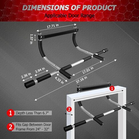 Pull Up Bar for Doorway, No Screws Portable Chin Up Bar Doorway, Strength Training Door Frame Pull-up Bars, Hanging Bar for Exercise, Door Workout Bar with Foam Grips, Pullup Bars for Home in Kuwait