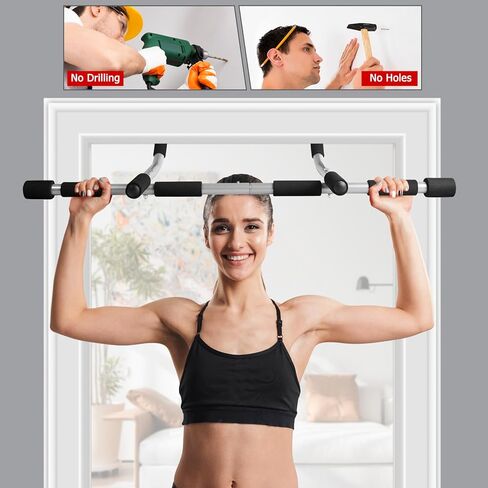 Pull Up Bar for Doorway, No Screws Portable Chin Up Bar Doorway, Strength Training Door Frame Pull-up Bars, Hanging Bar for Exercise, Door Workout Bar with Foam Grips, Pullup Bars for Home in Kuwait