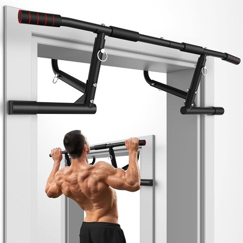 ONETWOFIT Pull Up Bar for Doorway, 440 lbs Heavy Duty Adjustable Portable Upper Body Fitness Workout Bar for Home Gyms, Multi-Grip Strength Wall Mounted Door Frame Chin-Up Bar for All Doors in Saudi Arabia