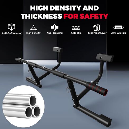 ONETWOFIT Pull Up Bar for Doorway, 440 lbs Heavy Duty Adjustable Portable Upper Body Fitness Workout Bar for Home Gyms, Multi-Grip Strength Wall Mounted Door Frame Chin-Up Bar for All Doors in Saudi Arabia