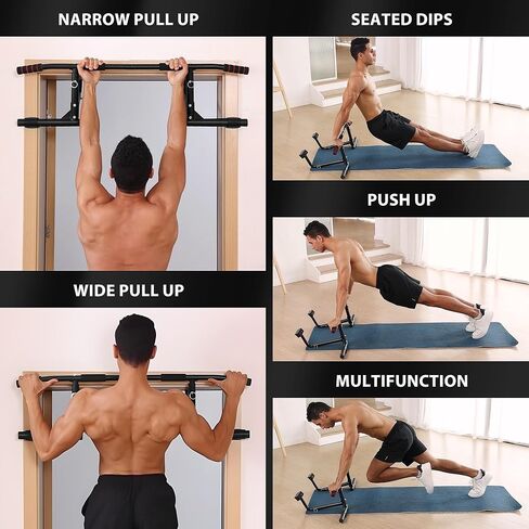 ONETWOFIT Pull Up Bar for Doorway, 440 lbs Heavy Duty Adjustable Portable Upper Body Fitness Workout Bar for Home Gyms, Multi-Grip Strength Wall Mounted Door Frame Chin-Up Bar for All Doors in Saudi Arabia