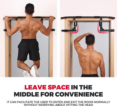 ONETWOFIT Pull Up Bar for Doorway, 440 lbs Heavy Duty Adjustable Portable Upper Body Fitness Workout Bar for Home Gyms, Multi-Grip Strength Wall Mounted Door Frame Chin-Up Bar for All Doors in Saudi Arabia