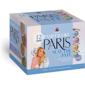 Weruva Paris Hilton Pamper Like Paris Natural Grain Free Wet Cat Food, Slay The Paté Variety Pack, 2.47oz Can (Pack of 12)