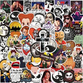 Horror Movie Stickers, 100pcs Horror Scary Stickers for Water Bottles Laptops, Horror Theme Sticker for Party Supplies, Christmas Gifts (100)