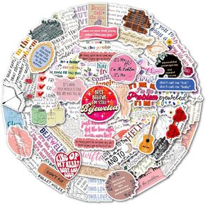 Singer Song Lyrics Stickers,110 Pcs Music Vinyl Waterproof Stickers for Laptops,Water Bottles Sticker