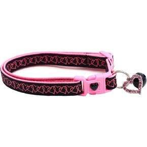 Valentines Day Cat Collar with Bell | Safety Breakaway Collar | Adjustable Large Size or Kitten Collar (Pastel Conversation Hearts, Small(10lbs & Less))